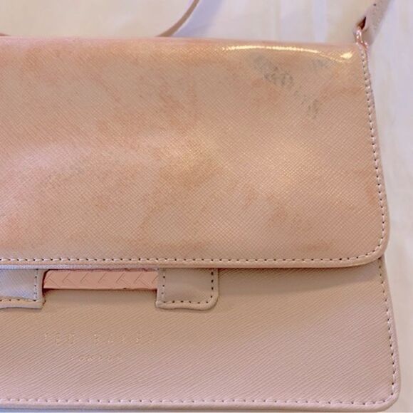 Ted Baker Crossbody Pink Patent Leather (has color transfer on front see pics) - Picture 5 of 9